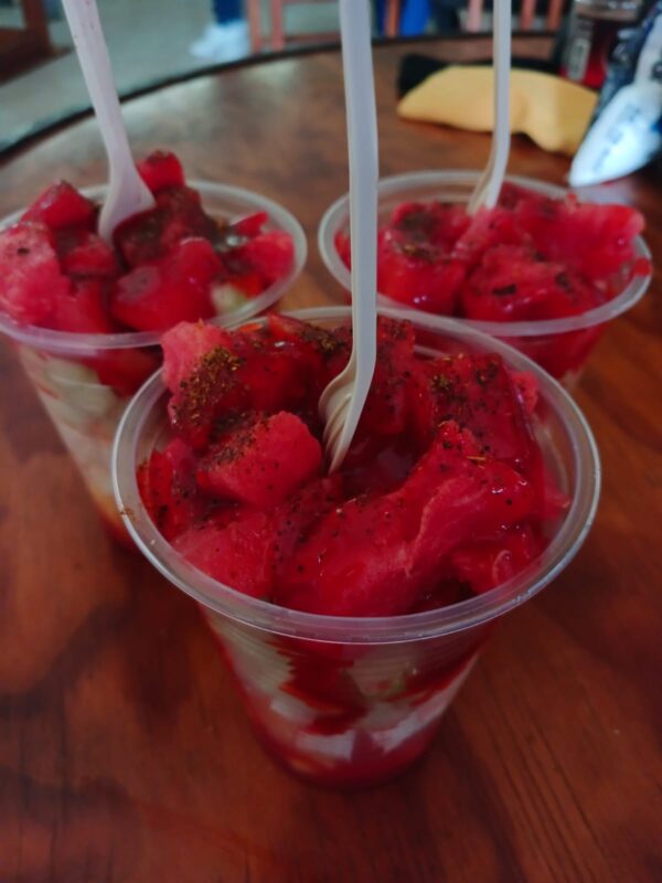 Vaso de fruta (sandía, piña, pepino y jícama) con EXTRA chamoy